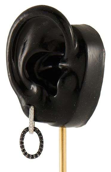 0.33ctw Diamond and 1.54ctw Black Spinel Interlocking Convertible Drop Earrings in 18K