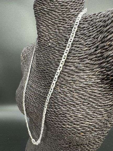 Sterling Silver Flat Marina Link Chain 6.6mm 925 Italy Anchor Mariner Necklace 24"