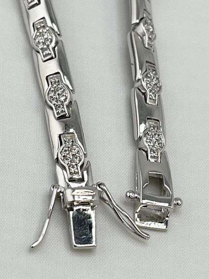925 Sterling Silver CZ Cross Cluster Link Bracelet
