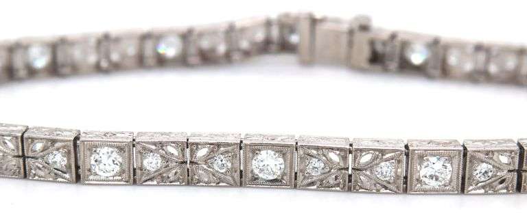 Antique Art Deco style platinum diamond link bracelet