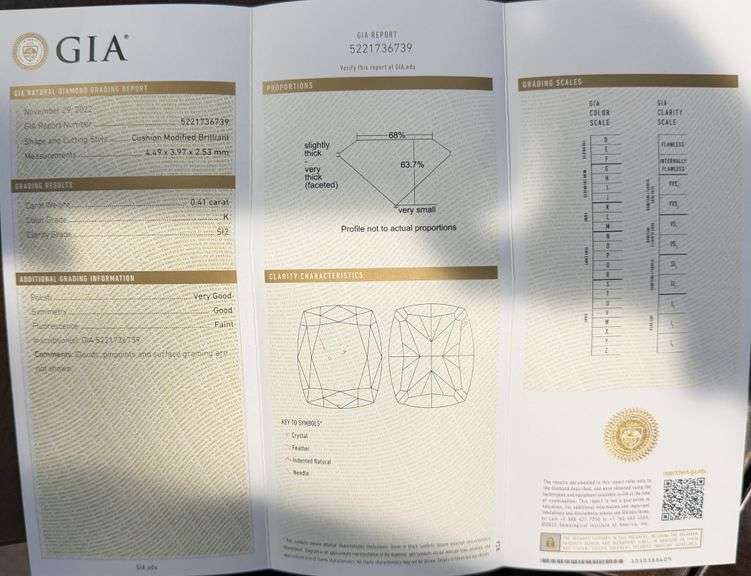 GIA certified 0.41ct RBC natural diamond, L, VS1