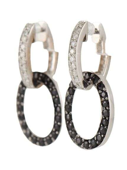 0.33ctw Diamond and 1.54ctw Black Spinel Interlocking Convertible Drop Earrings in 18K