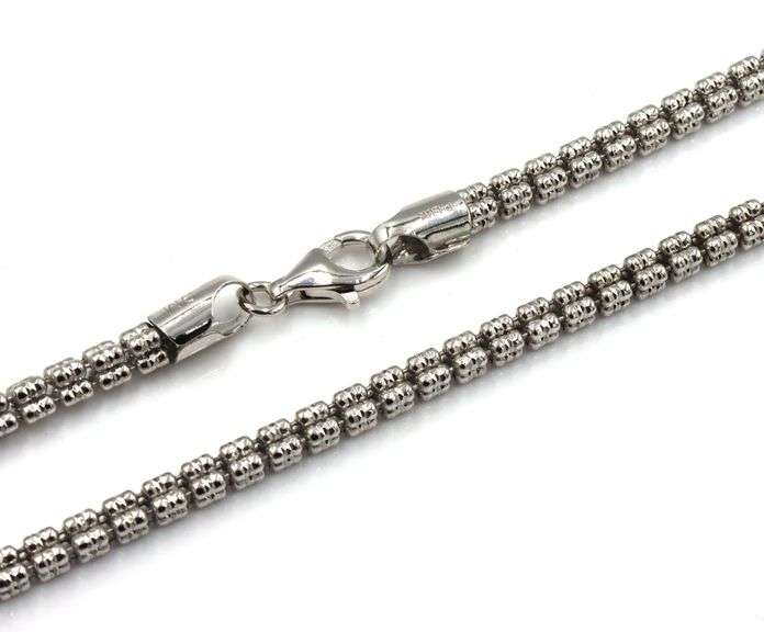Set of Italian 925 sterling silver popcorn necklace and bracelet