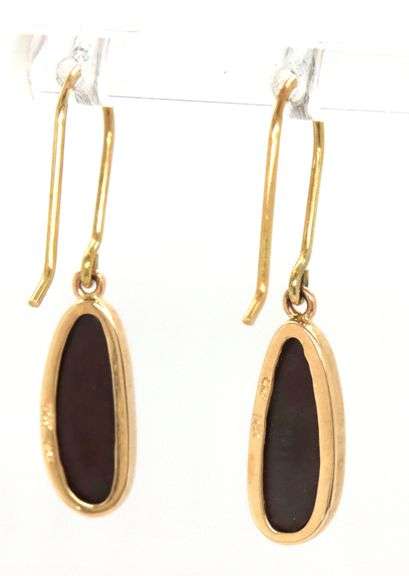 14kt Yellow gold Boulder opal dangle earrings