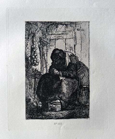 Extremely Rare and Collectible Antique Etching After Rembrandt, c. 1880