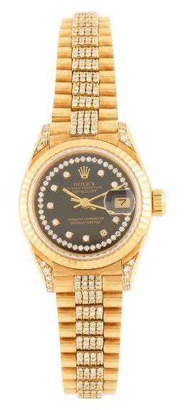 Rolex President 69178, 26mm, Aftermarket Diamond Dial and Bracelet, 18K Ladies Watch