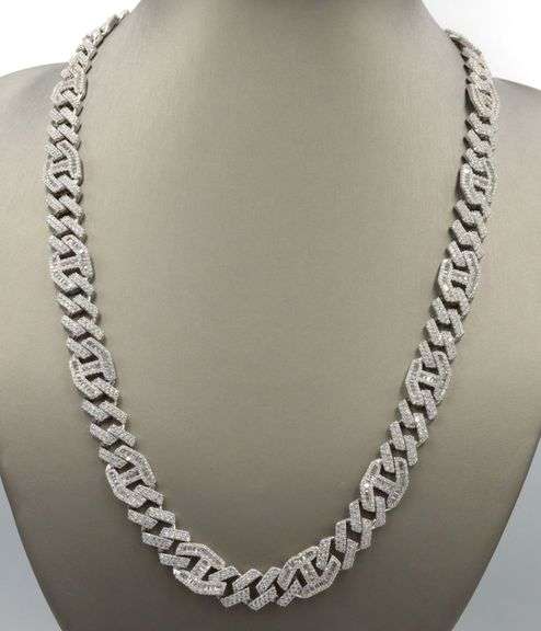 925 Sterling silver cubic zirconia link chain necklace