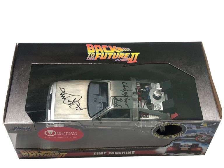 Michael J. Fox Christopher Lloyd Autographed Deloreon Back To The Future Car