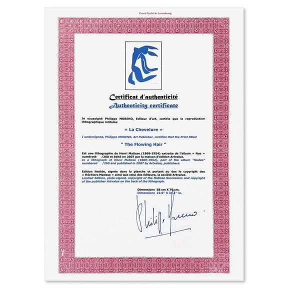 "La Chevelure" by Henri Matisse 1869-1954 (After)