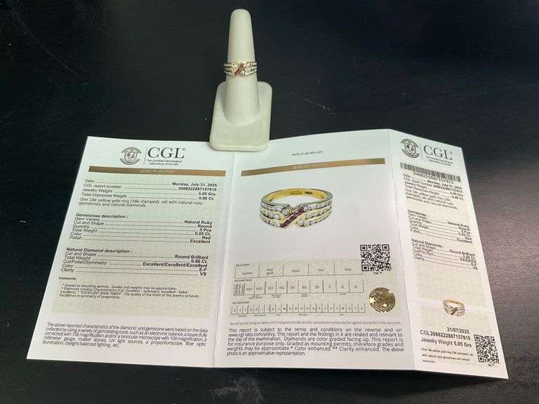 CERTIFIED BRAND NEW 18K GOLD DIAMOND AND RUBIES