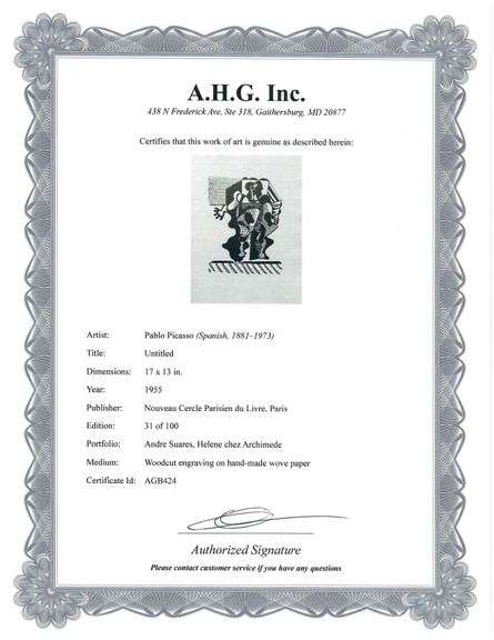 Extremely Collectible Vintage Picasso Woodcut on Paper