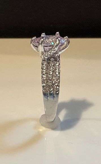 Sparkling 14 K White Gold Plated 4.5 Ct. Ice White Lavender Ring