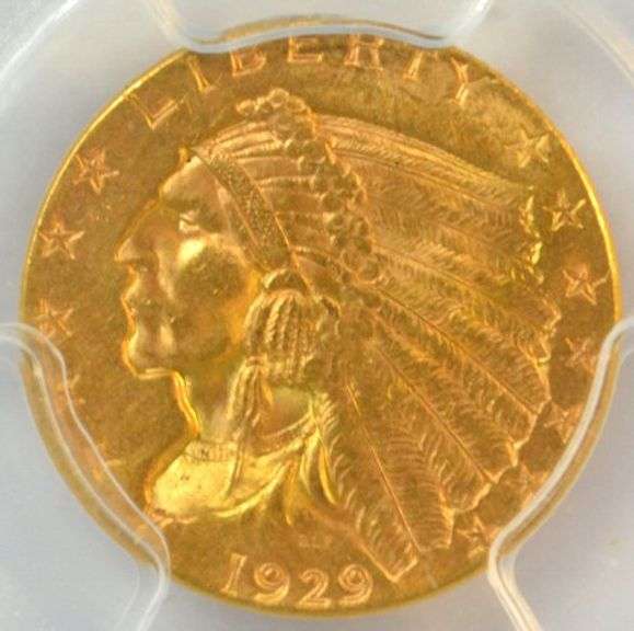 Stunning near Gem BU 1929 $2.50 Indian Gold Piece. PCGS MS64