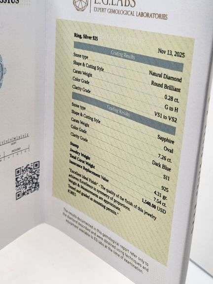 Very fine Black diamond 7.54 ctw with diamond accent set in silver ring, EGL certified