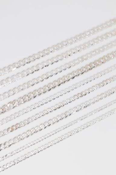 Sterling Silver - Italy Stamped - Super Flat Diamond-Cut Curb Lot - 9 Chains - 5.1mm to 11.3mm Wide 