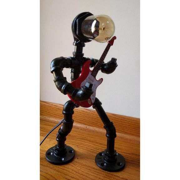 Steampunk Electric Bass Guitar Table Lamp