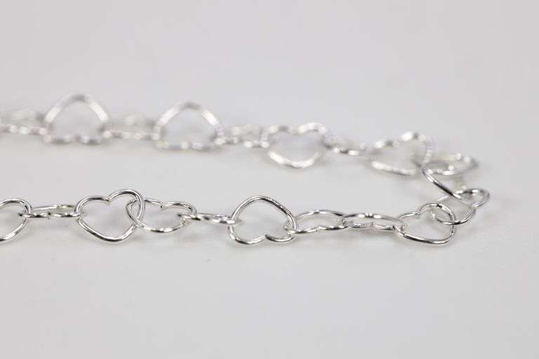 Sterling Silver Italian Love Heart Chain 4mm Solid 925 Italy Infinity Promise Bracelet Anklet 7"