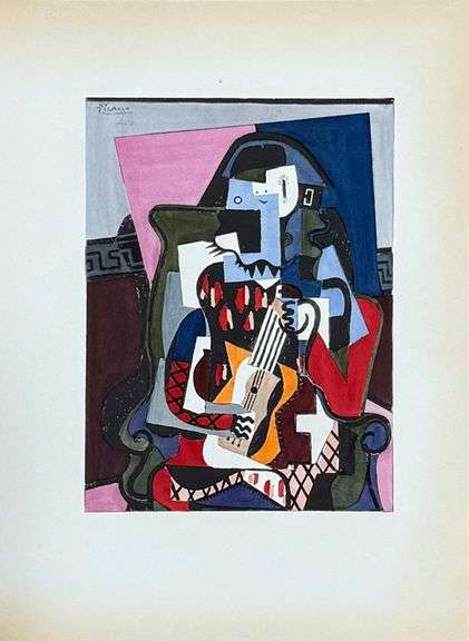 Highly Collectible Picasso Original Color Pochoir, Arlequin with Guitar