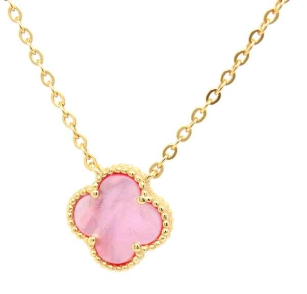 925 Sterling silver mother of pearl clover pendant on chain