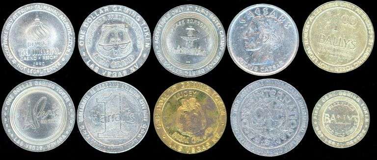 30 Assorted Vintage Metal $1 Casino Tokens