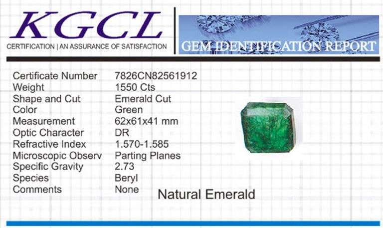 Huge Certified 1550 Ct Museum Size Natural Emerald