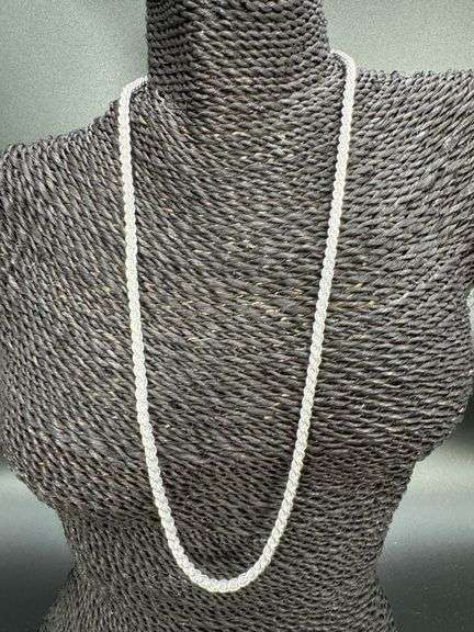 Sterling Silver Rope Chain Necklace 24 Inch