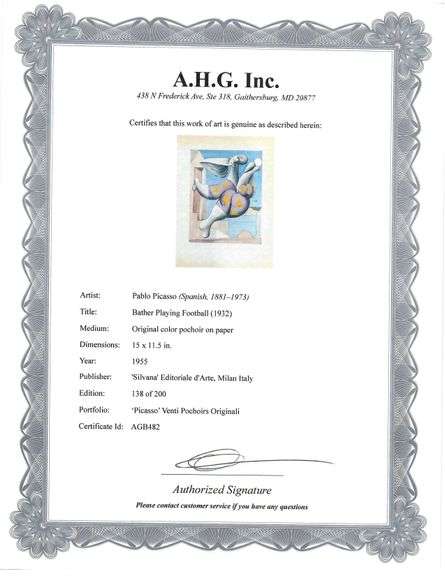 Collectible Vintage Picasso Original Pochoir Circa 1955, Bather Playing Football