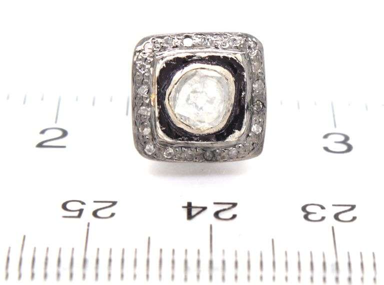 Elegant Mine Cut Diamond Dark Silver Earrings with Diamond Accents