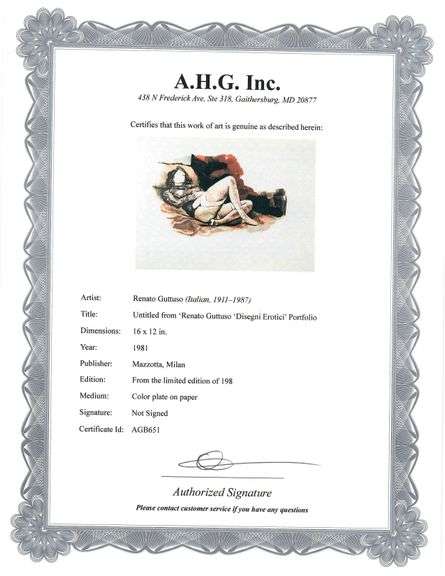 Rare Vintage Renato Guttuso Erotic Art Circa 1981