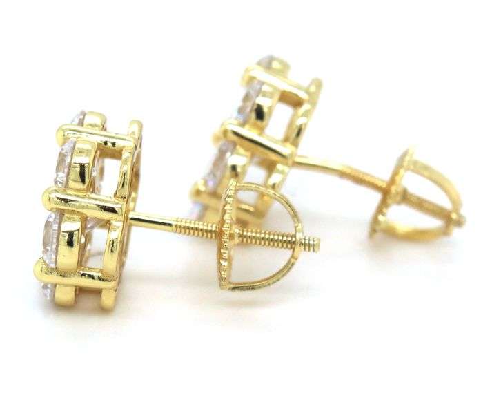 925 Sterling silver flower style cubic zirconia stud earrings