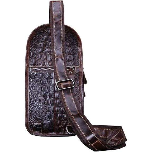 Genuine Leather Crocodile-Pattern Sling Bag