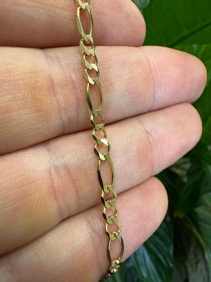10k Yellow Gold Solid Figaro Link Chain 3.3mm Necklace 18"