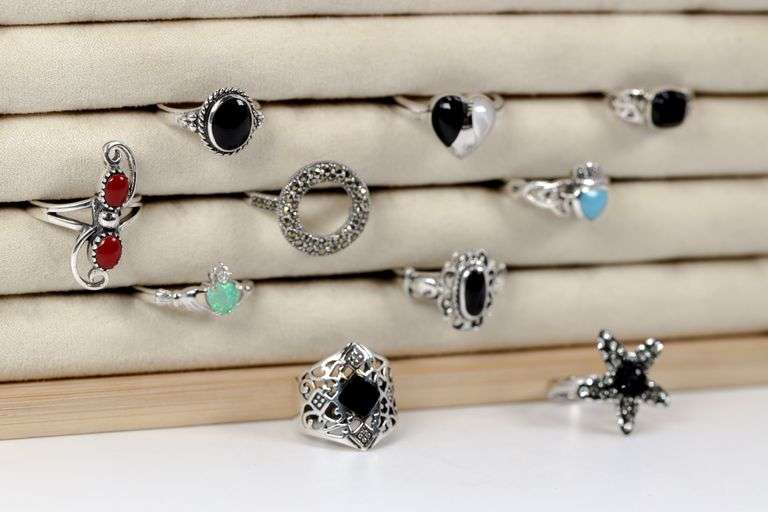 Sterling Silver Curated Ring Assortment Various Sizes & Styles (10 Ring Lot)