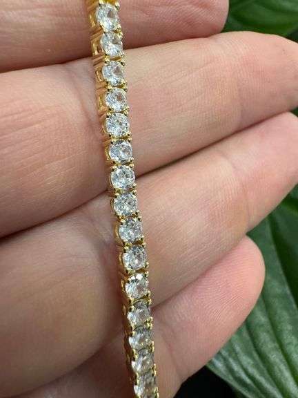 Gold Plated 925 Sterling Silver Round Clear CZ Tennis Necklace Bracelet 3mm New 8"