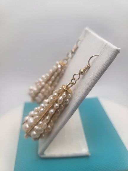 Extremely fine Antique Russian 18k gold and natural  Pearl earrings hand made .