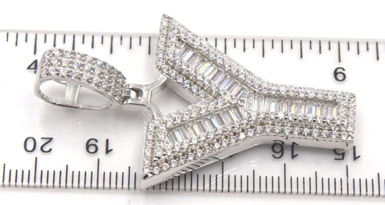 925 Sterling silver Initial Y cubic zirconia pendant