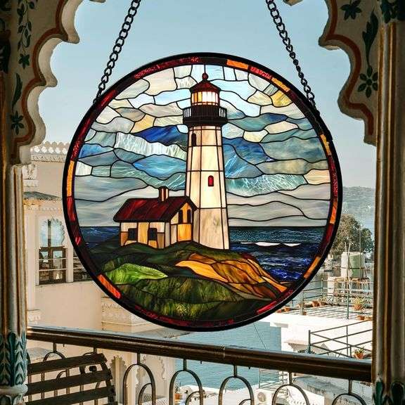 Stained Glass Lighthouse Sun Catcher