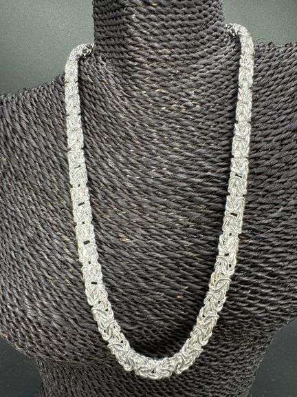 925 Sterling Silver Anti Tarnish Oval Byzantine 11.1mm Chain Made in Italy New 22"