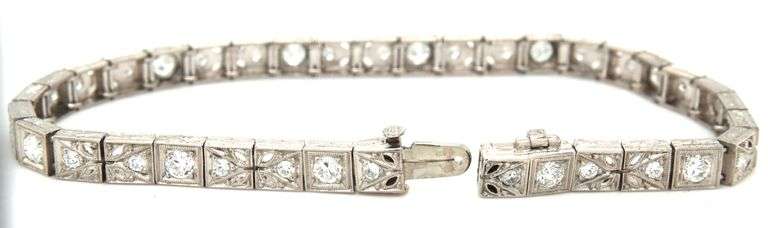 Antique Art Deco style platinum diamond link bracelet