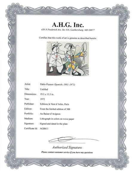 Picasso Au Baiser d'Avignon Lithograph from 1972 Portfolio