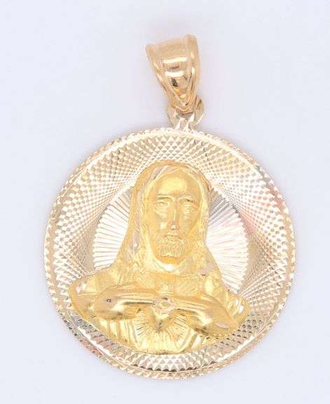 14KT Tri color Gold Jesus Pendant