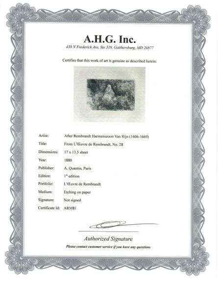 Extremely Rare and Collectible Antique Etching After Rembrandt, c. 1880