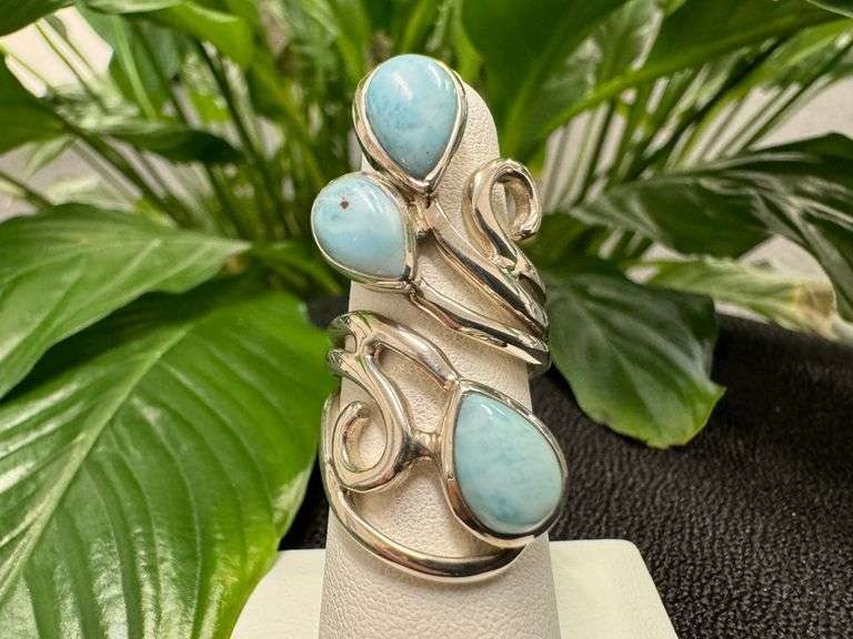 Sterling Silver Gemstone Larimar Ring Size 6