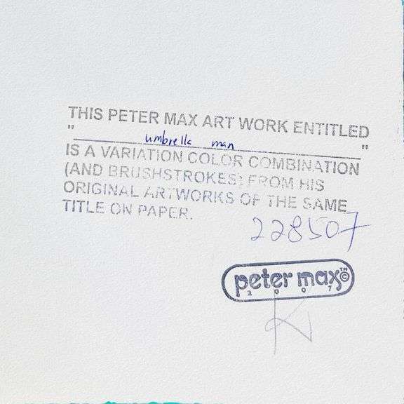 "Umbrella Man on Blends" by Peter Max