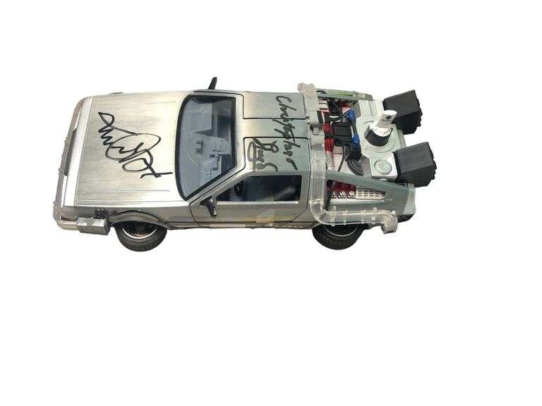 Michael J. Fox Christopher Lloyd Autographed Deloreon Back To The Future Car