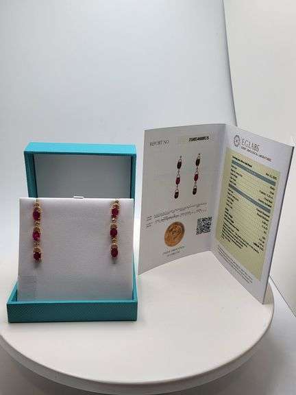 Magnificent pair of Ruby and diamond earring in Silver – EGL Certified