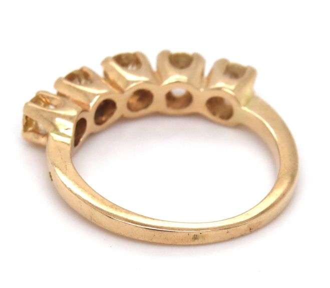 14kt Yellow gold 5 stone citrine band