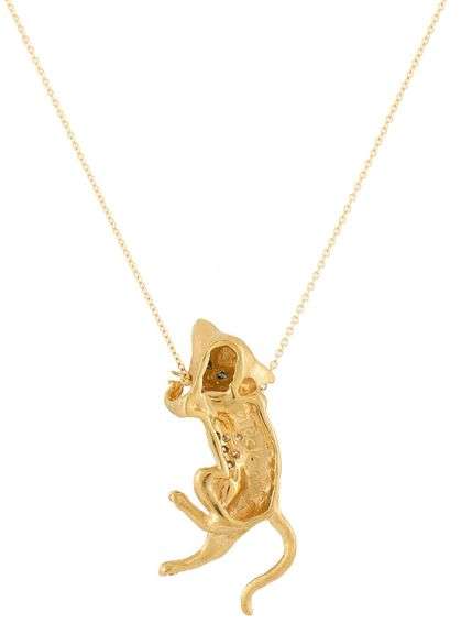 Designs by Slack Irradiated Teal and White Diamond Kitten Pendant Necklace in 18K