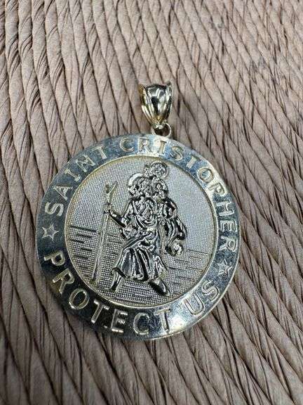 10k Yellow Gold Saint Christopher "Project Us" Pendant Religious Medallion Charm