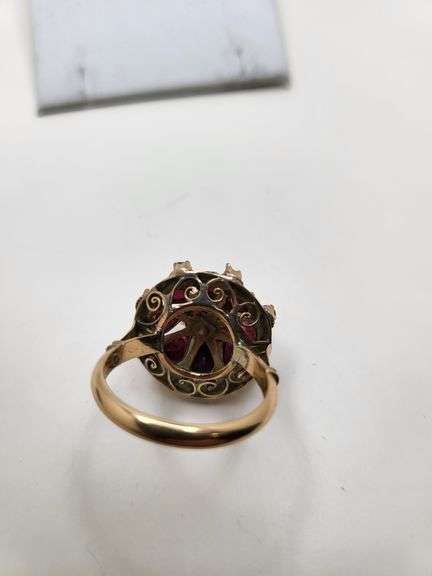 Extremely fine Antique Russian 18k gold ring hand made with  natural fine rubies